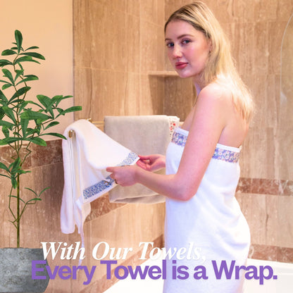 UWRAPT - Towel & Towel Wrap All-in-One. No Velcro or Elastic. Adjustable. Bath Wraps for Women Shower Wrap Towel Spa Wrap Sauna Towel Wrap for Women