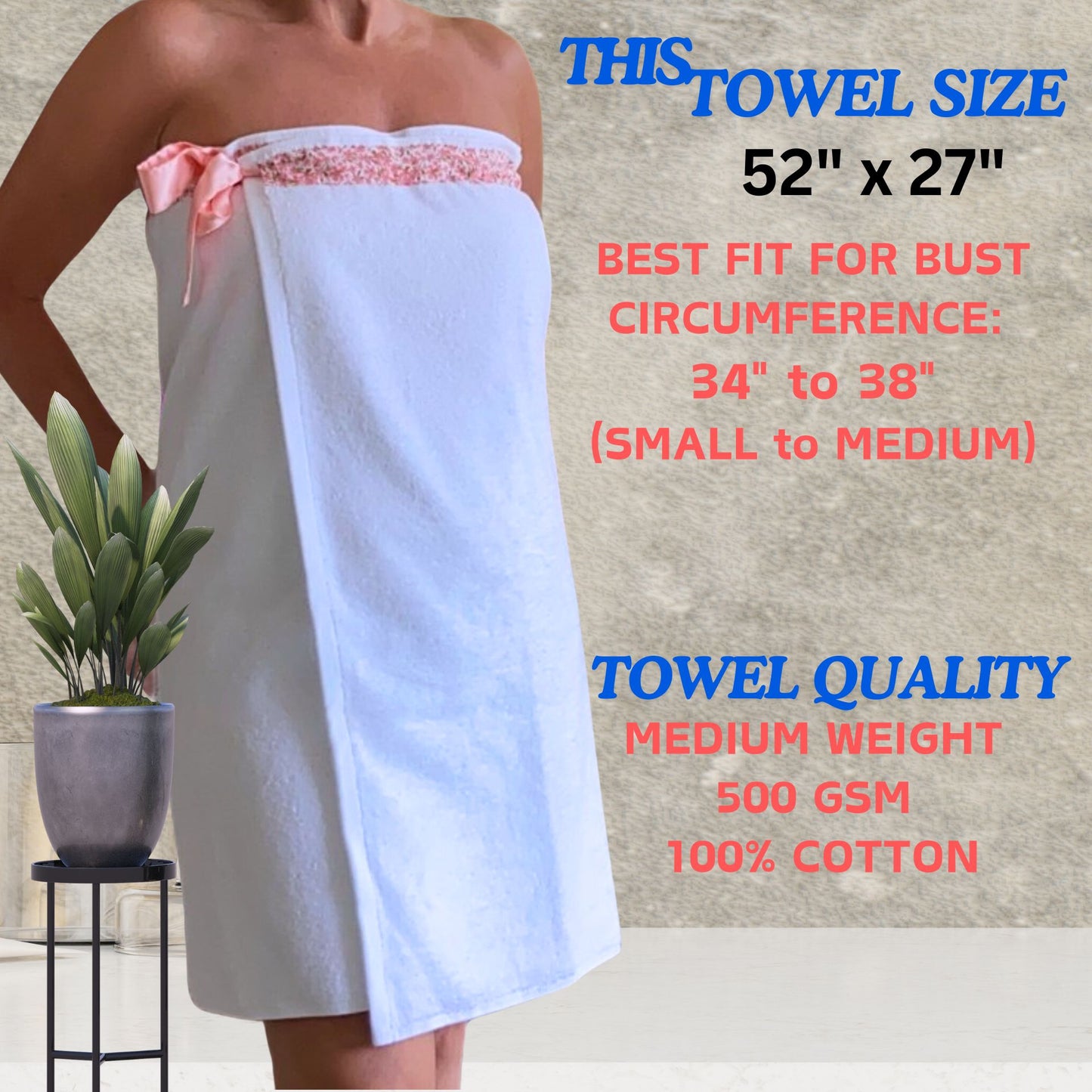 UWRAPT - Towel & Towel Wrap All-in-One. No Velcro or Elastic. Adjustable. Bath Wraps for Women Shower Wrap Towel Spa Wrap Sauna Towel Wrap for Women