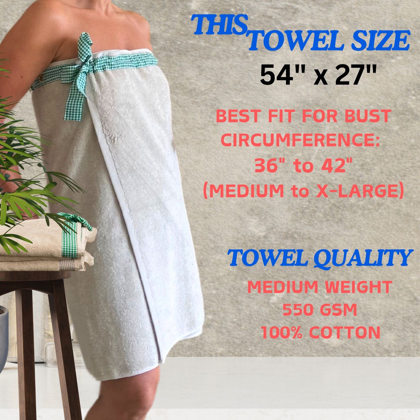 UWRAPT - Towel & Towel Wrap All-in-One. No Velcro or Elastic. Adjustable. Bath Wraps for Women Shower Wrap Towel Spa Wrap Sauna Towel Wrap for Women