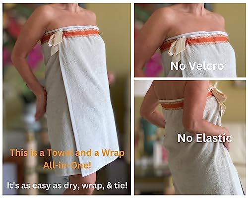 UWRAPT - Towel & Towel Wrap All-in-One. No Velcro or Elastic. Adjustable. Bath Wraps for Women Shower Wrap Towel Spa Wrap Sauna Towel Wrap for Women