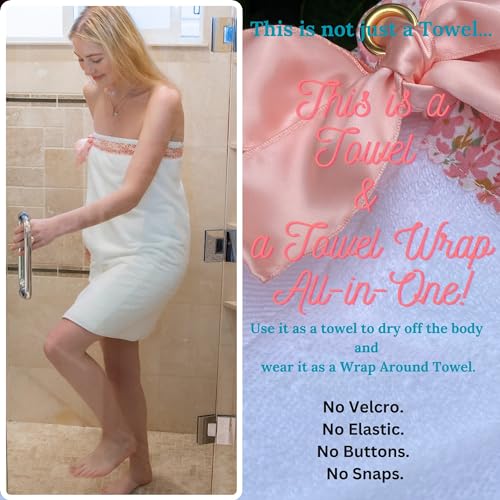 UWRAPT - Towel & Towel Wrap All-in-One. No Velcro or Elastic. Adjustable. Bath Wraps for Women Shower Wrap Towel Spa Wrap Sauna Towel Wrap for Women