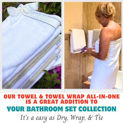 UWRAPT - Towel & Towel Wrap All-in-One. No Velcro or Elastic. Adjustable. Bath Wraps for Women Shower Wrap Towel Spa Wrap Sauna Towel Wrap for Women