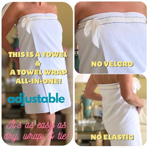 UWRAPT - Towel & Towel Wrap All-in-One. No Velcro or Elastic. Adjustable. Bath Wraps for Women Shower Wrap Towel Spa Wrap Sauna Towel Wrap for Women