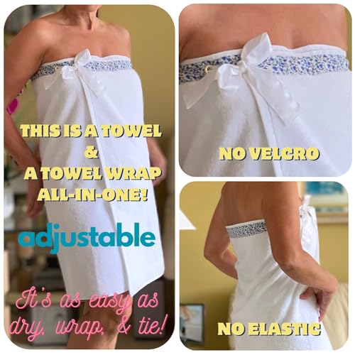 UWRAPT - Towel & Towel Wrap All-in-One. No Velcro or Elastic. Adjustable. Bath Wraps for Women Shower Wrap Towel Spa Wrap Sauna Towel Wrap for Women