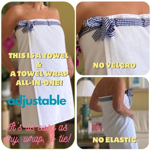 UWRAPT - Towel & Towel Wrap All-in-One. No Velcro or Elastic. Adjustable. Bath Wraps for Women Shower Wrap Towel Spa Wrap Sauna Towel Wrap for Women