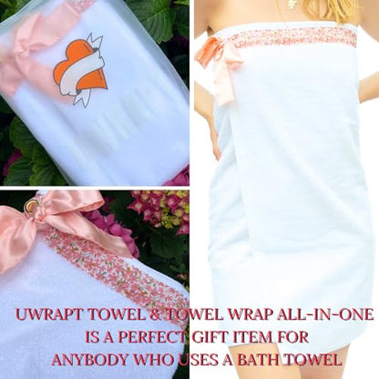 UWRAPT - Towel & Towel Wrap All-in-One. No Velcro or Elastic. Adjustable. Bath Wraps for Women Shower Wrap Towel Spa Wrap Sauna Towel Wrap for Women