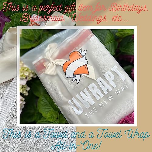 UWRAPT - Towel & Towel Wrap All-in-One. No Velcro or Elastic. Adjustable. Bath Wraps for Women Shower Wrap Towel Spa Wrap Sauna Towel Wrap for Women