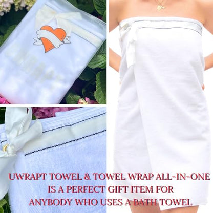 UWRAPT - Towel & Towel Wrap All-in-One. No Velcro or Elastic. Adjustable. Bath Wraps for Women Shower Wrap Towel Spa Wrap Sauna Towel Wrap for Women