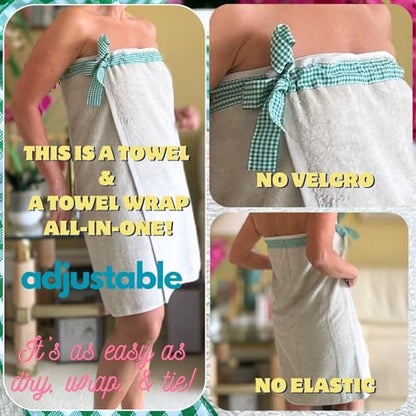 UWRAPT - Towel & Towel Wrap All-in-One. No Velcro or Elastic. Adjustable. Bath Wraps for Women Shower Wrap Towel Spa Wrap Sauna Towel Wrap for Women